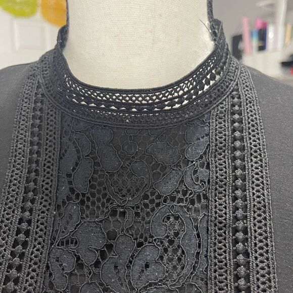 Pink‎ Owl Apparel Black Lace Peplum Blouse, Size Large - Picture 7 of 12